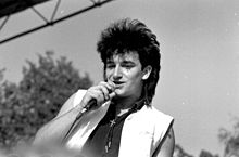 Bono on stage in 1983