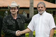 Bono with then President Lula da Silva of Brazil in 2006