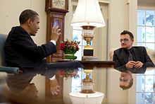 Bono meeting with U.S. President Barack Obama in 2010.