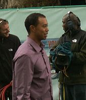 Woods preparing for a photo shoot in 2006