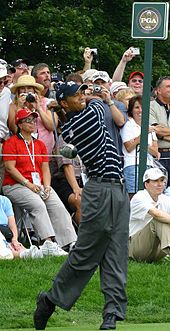 Woods practicing before 2004 Ryder Cup at Oakland Hills Country Club in Bloomfield Hills, Michigan