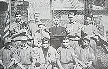 Ruth (top row, far left) at St. Mary's Industrial School for Boys in Baltimore, Maryland, in 1912