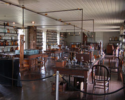 Edison's Menlo Park Laboratory, removed to Greenfield Village at Henry Ford Museum in Dearborn, Michigan. (Note the organ against the back wall)