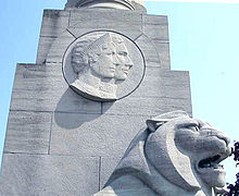 The Queen Elizabeth Way Monument, near Toronto, with the effigies of Queen Elizabeth and King George VI