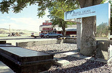 James Dean Memorial in Cholame. Dean died approximately one mile east of this tree.