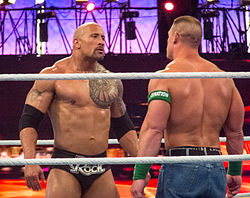 Cena and The Rock face off at WrestleMania XXVIII.