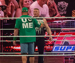 Brock Lesnar faces off with John Cena after his return in April 2012.