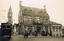 Darlington Town Hall decorated for the Coronation, 1937