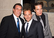 Shannon (far right) with Robert Davi and Stephen Dorff at the 2012 Toronto International Film Festival