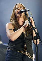 Alanis during a live concert in Barcelona, June 2008