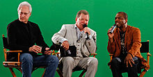 Shatner with Brent Spiner and LeVar Burton in July 2010