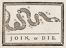 Join, or Die: This political cartoon by Franklin urged the colonies to join together during the French and Indian War (Seven Years' War).