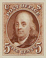 Benjamin Franklin The first US postage stamp, 1847