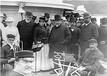 Harrison with Secretary Blaine and Representative Henry Cabot Lodge off the coast of Maine, 1889