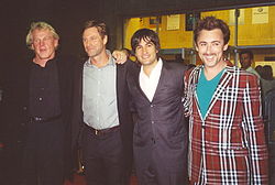 Nick Nolte, Eckhart, Joshua Michael Stern, and Alan Cumming promoting Neverwas at the 2005 Toronto International Film Festival.