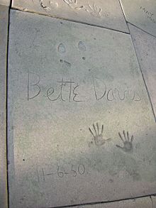 Davis's signature and handprints at Grauman's Chinese Theatre