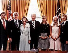 Betty Ford (third from left) and her family in the White House in 1974.