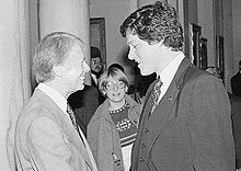 Clinton, as the newly elected Governor of Arkansas, meeting with President Jimmy Carter in 1978