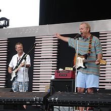 Eric Clapton and Murray kicking off the Crossroads Guitar Festival in 2007