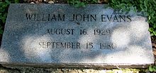 Bill Evans is buried at Roselawn Memorial Park and Mausoleum, Baton Rouge, East Baton Rouge Parish, Louisiana, Section 161, Plot K.