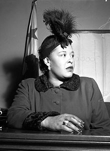 Billie Holiday in court in late 1949. She was brought to court over a contract dispute.