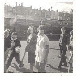 Billie Jean Moffitt (later King) at the Irish Open at Fitzwilliam LTC, Dublin in the 1960s where she won her first international title