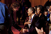 Dylan and the Obamas at the White House, after a performance celebrating music from the civil rights movement (February 9, 2010)