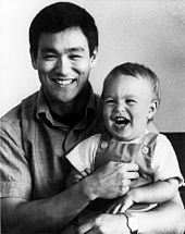 Brandon Lee with his father, Bruce, in 1966.