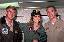 Brooke Shields aboard the USS Midway (CV-41) during a USO tour on January 1, 1991