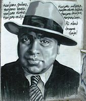 Graffiti of Al Capone made by Partizan fans in Belgrade, Serbia.