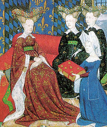 Charles' mother, Isabeau of Bavaria, with her ladies-in-waiting