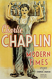 Modern Times (1936), described by Jérôme Larcher as a "grim contemplation on the automatization of the individual"[205]