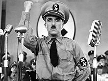 Chaplin satirising Adolf Hitler in The Great Dictator (1940)