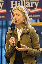 Chelsea Clinton speaking during a campaign stop for her mother in Madison, Wisconsin, February 2008