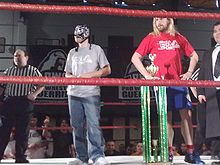 Hero (right) in the ring with Excalibur at the 2008 Battle of Los Angeles.