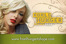 Aguilera on a promotional poster for World Hunger Relief