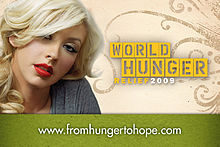 Aguilera on a promotional poster for World Hunger Relief