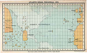 Toscanelli's notions of the geography of the Atlantic Ocean, which directly influenced Columbus's plans