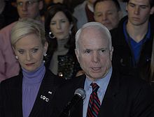 John and Cindy McCain at a campaign stop, early February 2008
