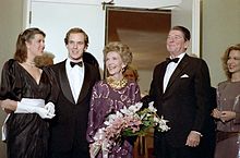 Princess Caroline and Albert, then Hereditary Prince of Monaco, with Ronald and Nancy Reagan in Washington D.C. on 28 March 1983.