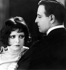 Bow as "Kittens" in Dancing Mothers (1926), moments from realizing that her mother is her rival. Conway Tearle as "Jerry" caught in between.