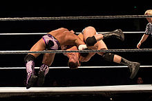 Rhodes performing the Cross Rhodes on Justin Gabriel.