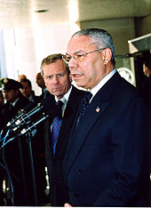 Secretary Powell with NATO Secretary General Jaap de Hoop Scheffer