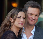 Firth with wife Livia Giuggioli in January 2011