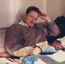 O'Brien in the offices of The Simpsons writers, 1992