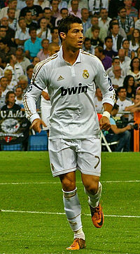 Ronaldo playing against Ajax during their group stage match in the UEFA Champions League.