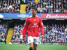 Ronaldo playing against Chelsea in April 2006.