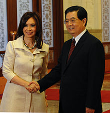 Kirchner and the President of China Hu Jintao in Beijing.