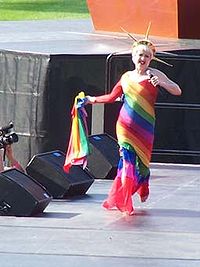 Lauper performing at the Gay Games VII, Wrigley Field, July 22, 2006