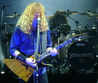 Dave Mustaine performing with Megadeth in Hartford, CT, with his Dean Zero.